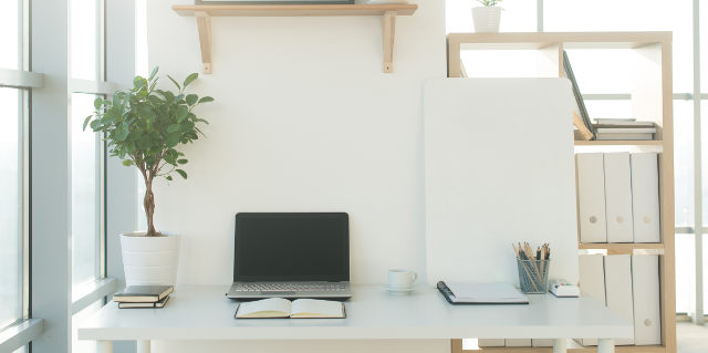 Clean, organized home office desk