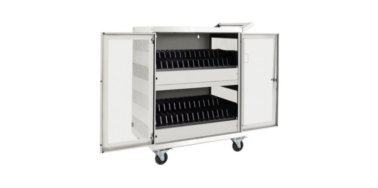 Tripp Lite<sup>®</sup> White Steel 32-Device AC Charging Station Cart