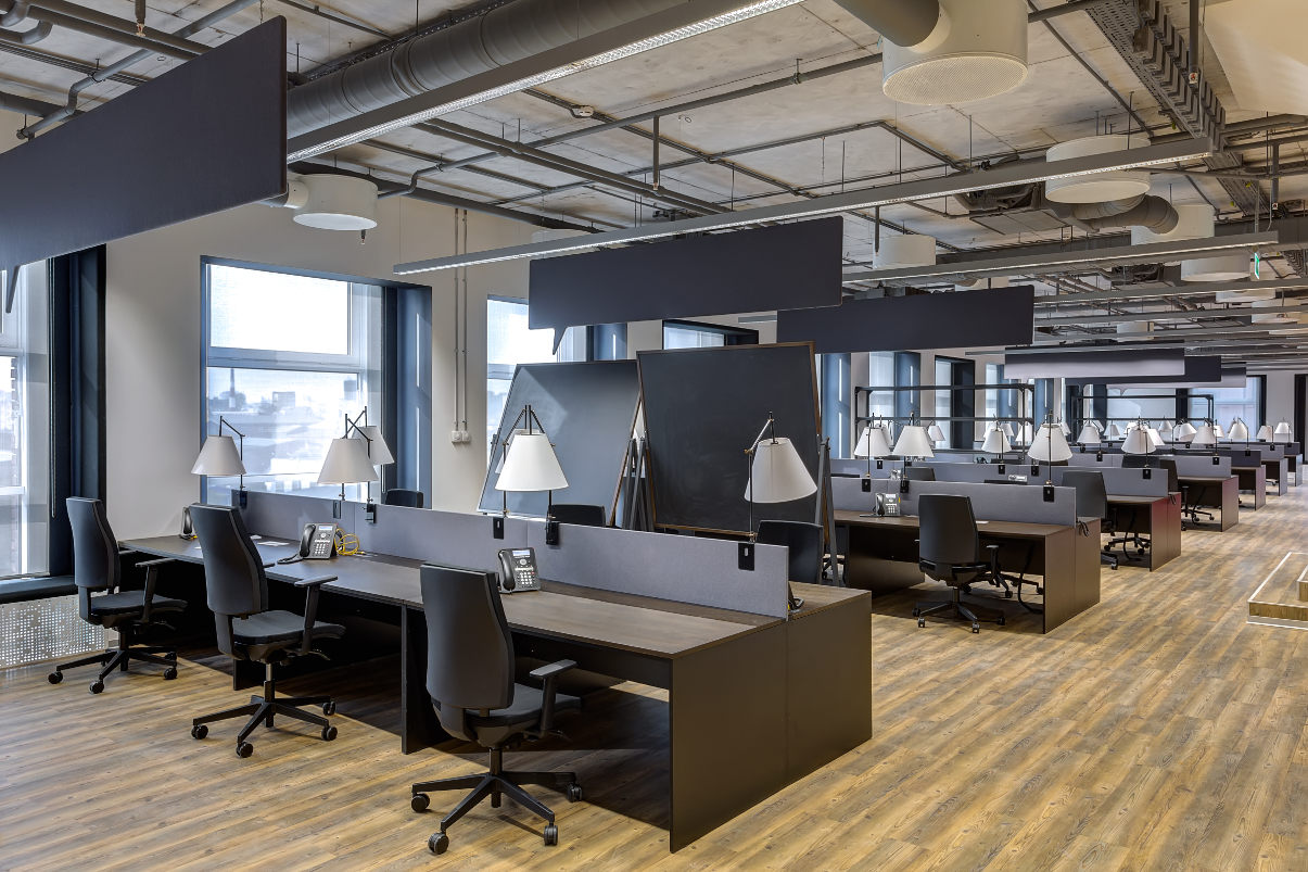 Clean, modern open-concept office.
