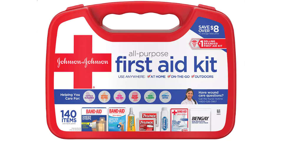 Johnson and Johnson All-Purpose First Aid Kit.