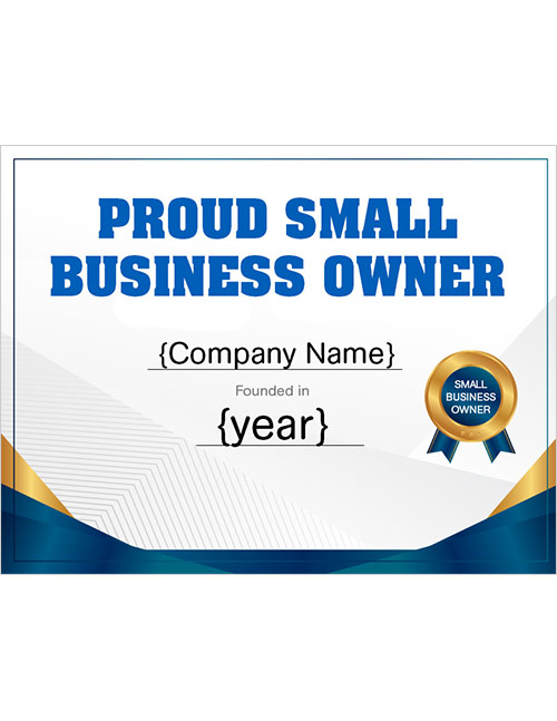 Small Business proud sign