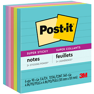 Post-it® Super Sticky Notes, 4" x 4"