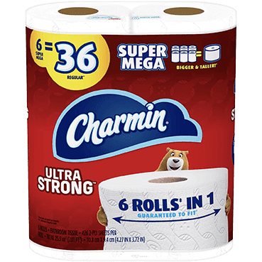 Charmin Ultra Strong Mega Roll Toilet Paper, 426 Sheets, 6 Super Mega Rolls (72695/60821)