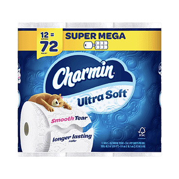 Charmin Ultra Soft Super Mega Toilet Paper, 2-Ply, White, 336 Sheets/Roll, 12 Rolls/Pack (08471)