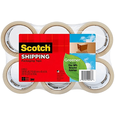 Scotch Packing Tape, 1.88" x 49.6 yds., Clear, 6/Pack (3750G6)