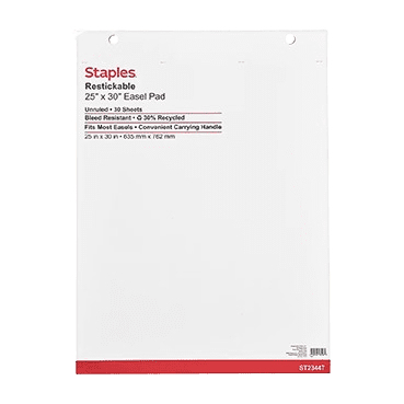 Staples® Stickies Easel Pad, 25" x 30", 30 Sheets/Pad, 2 Pads/Pack (23447)