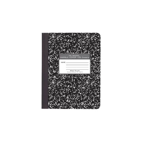 Roaring Spring Paper Products Composition Notebook, 7.5" x 9.75", Wide Ruled with Margin, 100 Sheets, Marble Black (77230)