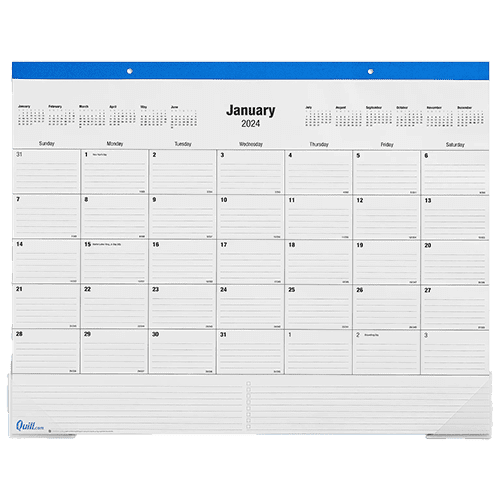 2024 Quill Brand® 22" x 17" Monthly Desk Pad, Blue (5216324QCC)